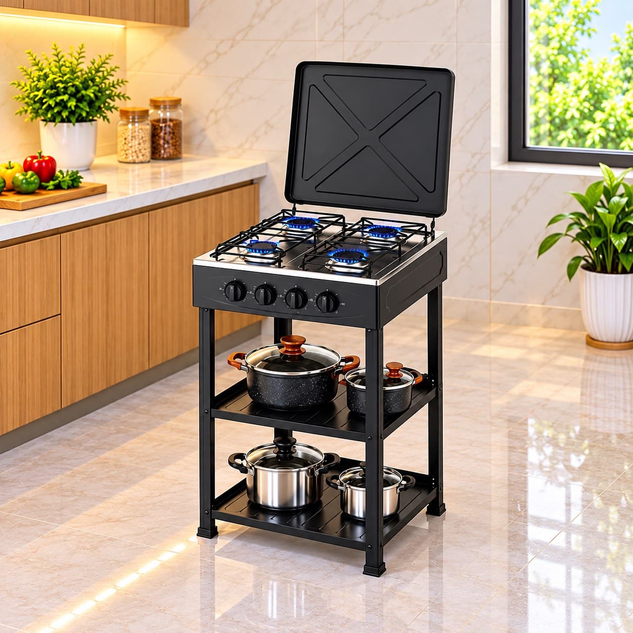 Sokany 4 Burner Standing Gas Stove product photo