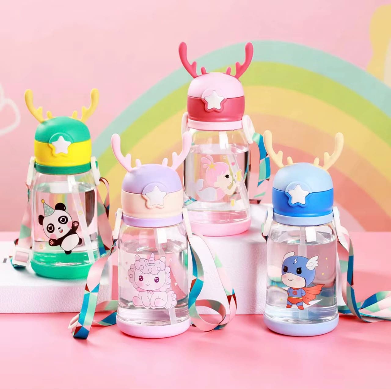 480ml kids cartoon water bottle Plastic product photo