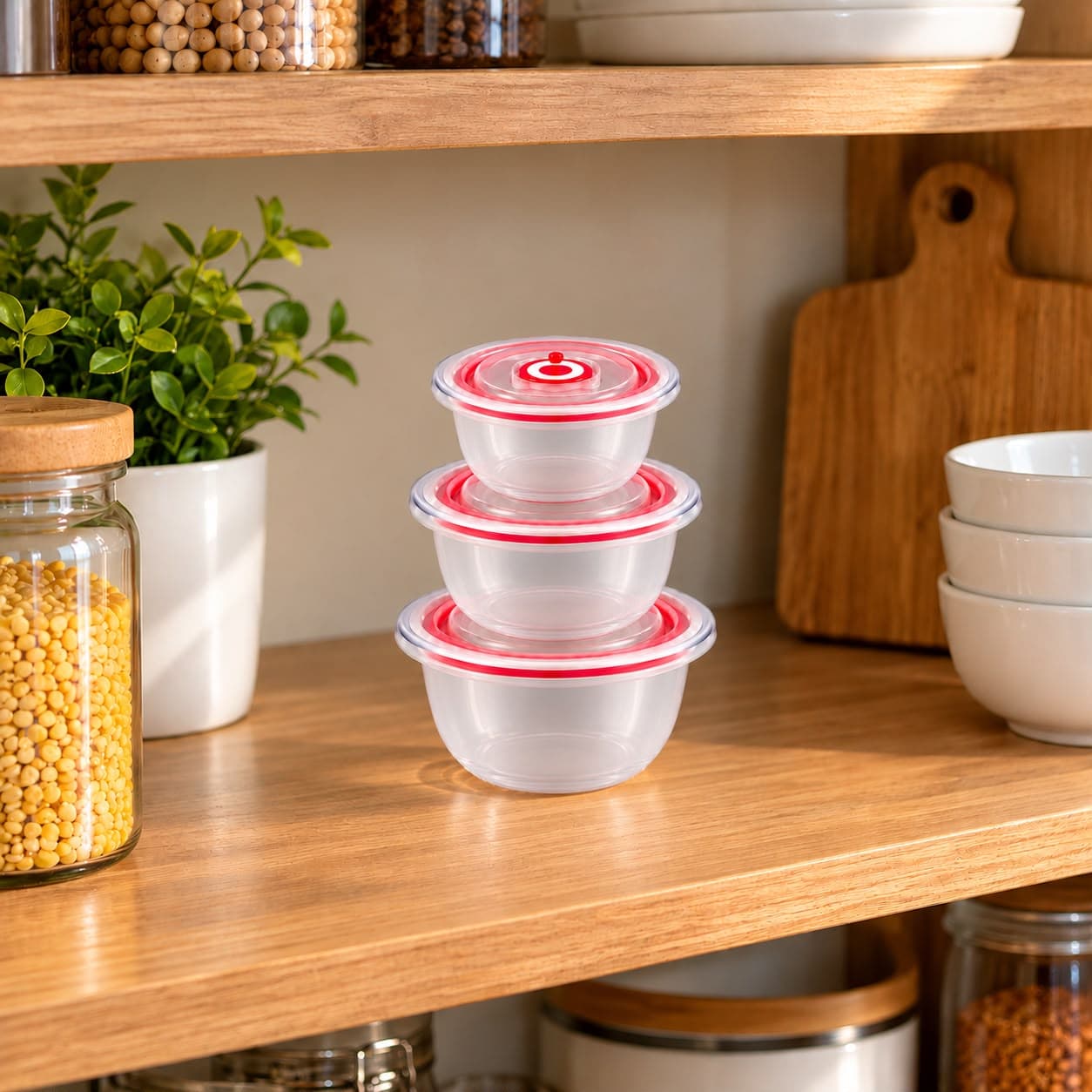 3 piece microwavable wheat straw storage bowl set product photo